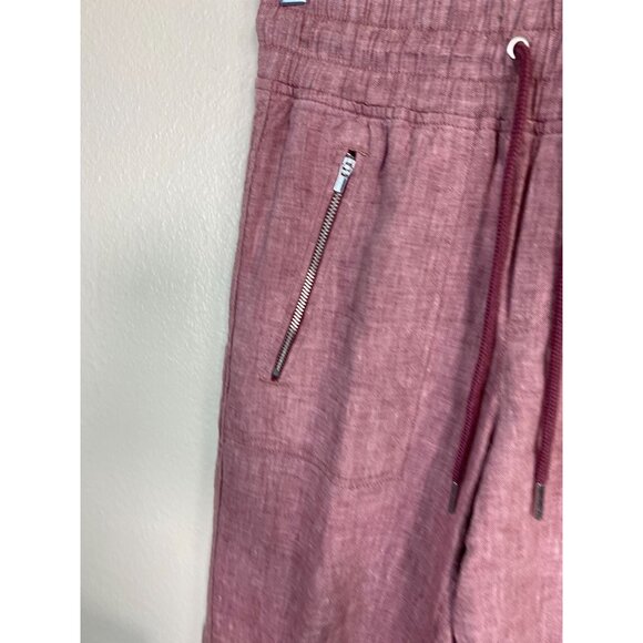 Athleta Womens Cabo Linen Wide leg Pants Size 2 Pink Drawstring Relaxed Fit - Picture 13 of 16